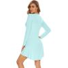 imageWiWi Womens Viscose from Bamboo Nightgown Long Sleeve Nightshirt Soft Sleep Dress Loose Comfy Pajama Sleepwear SXXLAaqua