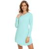 imageWiWi Womens Viscose from Bamboo Nightgown Long Sleeve Nightshirt Soft Sleep Dress Loose Comfy Pajama Sleepwear SXXLBaqua