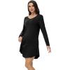 imageWiWi Womens Viscose from Bamboo Nightgown Long Sleeve Nightshirt Soft Sleep Dress Loose Comfy Pajama Sleepwear SXXLBblack