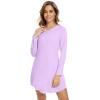 imageWiWi Womens Viscose from Bamboo Nightgown Long Sleeve Nightshirt Soft Sleep Dress Loose Comfy Pajama Sleepwear SXXLBlight Purple