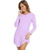 imageWiWi Womens Viscose from Bamboo Nightgown Long Sleeve Nightshirt Soft Sleep Dress Loose Comfy Pajama Sleepwear SXXLBlight Purple