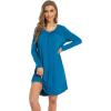 imageWiWi Womens Viscose from Bamboo Nightgown Long Sleeve Nightshirt Soft Sleep Dress Loose Comfy Pajama Sleepwear SXXLCteal Blue