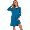 imageWiWi Womens Viscose from Bamboo Nightgown Long Sleeve Nightshirt Soft Sleep Dress Loose Comfy Pajama Sleepwear SXXLCteal Blue