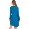 imageWiWi Womens Viscose from Bamboo Nightgown Long Sleeve Nightshirt Soft Sleep Dress Loose Comfy Pajama Sleepwear SXXLCteal Blue
