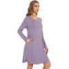imageWiWi Womens Viscose from Bamboo Nightgowns Long Sleeve Crewneck Sleepshirts Casual Loose Gown Soft Sleep Shirt SXXLBviolet