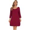 imageWiWi Viscose from Bamboo Nightgowns for Women 34 Sleeves Sleep Shirts Soft Nightshirts Night Gowns Sleepwear SXXLWine