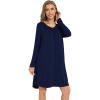 imageWiWi Womens Viscose from Bamboo Nightgown Long Sleeve Nightshirt Soft Sleep Dress Loose Comfy Pajama Sleepwear SXXLCnavy