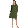 imageWiWi Nightgowns Viscose from Bamboo for Women nightdress Soft 34 Sleeve Sleep Shirts Scoop Neck Pajamas Nightshirts SXXLArmy Green