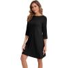 imageWiWi Nightgowns Viscose from Bamboo for Women nightdress Soft 34 Sleeve Sleep Shirts Scoop Neck Pajamas Nightshirts SXXLBlack