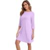 imageWiWi Nightgowns Viscose from Bamboo for Women nightdress Soft 34 Sleeve Sleep Shirts Scoop Neck Pajamas Nightshirts SXXLLight Purple