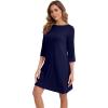 imageWiWi Nightgowns Viscose from Bamboo for Women nightdress Soft 34 Sleeve Sleep Shirts Scoop Neck Pajamas Nightshirts SXXLNavy