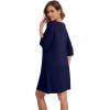 imageWiWi Nightgowns Viscose from Bamboo for Women nightdress Soft 34 Sleeve Sleep Shirts Scoop Neck Pajamas Nightshirts SXXLNavy