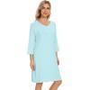 imageWiWi Nightgowns for Women Viscose from Bamboo 34 Sleeve Sleepshirt Soft Vneck Nightshirts Loose Pajama Dress SXXLAqua