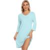 imageWiWi Nightgowns for Women Viscose from Bamboo 34 Sleeve Sleepshirt Soft Vneck Nightshirts Loose Pajama Dress SXXLAqua