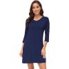 imageWiWi Nightgowns for Women Viscose from Bamboo 34 Sleeve Sleepshirt Soft Vneck Nightshirts Loose Pajama Dress SXXLNavy