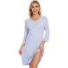 imageWiWi Nightgowns for Women Viscose from Bamboo 34 Sleeve Sleepshirt Soft Vneck Nightshirts Loose Pajama Dress SXXLPeriwinkle
