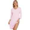 imageWiWi Nightgowns for Women Viscose from Bamboo 34 Sleeve Sleepshirt Soft Vneck Nightshirts Loose Pajama Dress SXXLPink