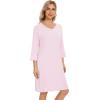 imageWiWi Nightgowns for Women Viscose from Bamboo 34 Sleeve Sleepshirt Soft Vneck Nightshirts Loose Pajama Dress SXXLPink