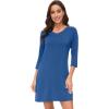 imageWiWi Nightgowns for Women Viscose from Bamboo 34 Sleeve Sleepshirt Soft Vneck Nightshirts Loose Pajama Dress SXXLPrussian Blue