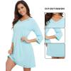 imageWiWi Nightgowns for Women Viscose from Bamboo Womens Nightshirts Vneck 34 Sleeves Night Gowns Pajamas SXXLAqua