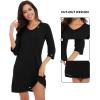 imageWiWi Nightgowns for Women Viscose from Bamboo Womens Nightshirts Vneck 34 Sleeves Night Gowns Pajamas SXXLBlack