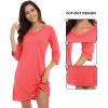 imageWiWi Nightgowns for Women Viscose from Bamboo Womens Nightshirts Vneck 34 Sleeves Night Gowns Pajamas SXXLCoral