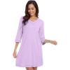imageWiWi Nightgowns for Women Viscose from Bamboo Womens Nightshirts Vneck 34 Sleeves Night Gowns Pajamas SXXLLight Purple