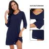 imageWiWi Nightgowns for Women Viscose from Bamboo Womens Nightshirts Vneck 34 Sleeves Night Gowns Pajamas SXXLNavy