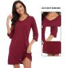 imageWiWi Nightgowns for Women Viscose from Bamboo Womens Nightshirts Vneck 34 Sleeves Night Gowns Pajamas SXXLWine