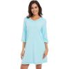 imageWiWi Nightgowns for Women Viscose from Bamboo Womens Nightshirts Vneck 34 Sleeves Night Gowns Pajamas SXXLAqua