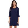 imageWiWi Nightgowns for Women Viscose from Bamboo Womens Nightshirts Vneck 34 Sleeves Night Gowns Pajamas SXXLNavy