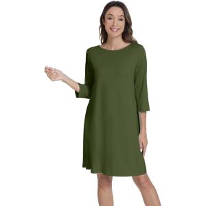 imageWiWi Nightgowns Viscose from Bamboo for Women nightdress Soft 34 Sleeve Sleep Shirts Scoop Neck Pajamas Nightshirts SXXLArmy Green