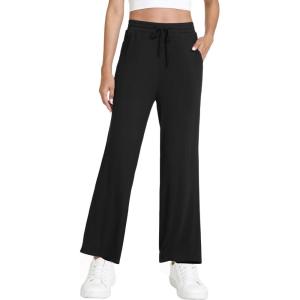 imageWiWi Womens Sweatpants Loose Casual Lounge Work Pants Lightweight Yoga Pant with Pockets SXXLAblack