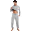 imageWiWi Mens Viscose from Bamboo Pajama Sets Long Sleeve Top and Pants Sleepwear Pjs with Pockets Drawstring SXXLAlight Heather Grey