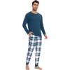 imageWiWi Mens Viscose from Bamboo Pajama Sets Long Sleeve Top and Pants Sleepwear Pjs with Pockets Drawstring SXXLBpeacock BluenavyGreen Plaid