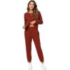 imageWiWi Pajamas Set for Women Waffle Knit Sleepwear Long Sleeve Tops and Jogger Pants with Pockets Loungewear SXXLBrickred