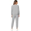 imageWiWi Pajamas Set for Women Waffle Knit Sleepwear Long Sleeve Tops and Jogger Pants with Pockets Loungewear SXXLHeather Grey