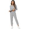 imageWiWi Pajamas Set for Women Waffle Knit Sleepwear Long Sleeve Tops and Jogger Pants with Pockets Loungewear SXXLHeather Grey