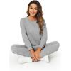 imageWiWi Pajamas Set for Women Waffle Knit Sleepwear Long Sleeve Tops and Jogger Pants with Pockets Loungewear SXXLHeather Grey