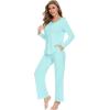 imageWiWi Pajamas for Women Long Sleeve Sleepwear with Pants Set Soft Casual Pj Warm Viscose from Bamboo Lounge Sets SXXLAaqua