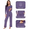 imageWiWi Pajamas for Women Long Sleeve Sleepwear with Pants Set Soft Casual Pj Warm Viscose from Bamboo Lounge Sets SXXLAlavender