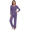 imageWiWi Pajamas for Women Long Sleeve Sleepwear with Pants Set Soft Casual Pj Warm Viscose from Bamboo Lounge Sets SXXLAlavender