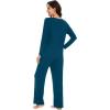 imageWiWi Pajamas for Women Long Sleeve Sleepwear with Pants Set Soft Casual Pj Warm Viscose from Bamboo Lounge Sets SXXLApeacock Blue