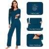 imageWiWi Pajamas for Women Long Sleeve Sleepwear with Pants Set Soft Casual Pj Warm Viscose from Bamboo Lounge Sets SXXLApeacock Blue