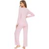 imageWiWi Pajamas for Women Long Sleeve Sleepwear with Pants Set Soft Casual Pj Warm Viscose from Bamboo Lounge Sets SXXLApink