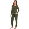 imageWiWi Viscose from Bamboo Womens Pajama Set Soft Long Sleeve Pajamas Sets SXXLCdark Fence Green