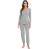 imageWiWi Viscose from Bamboo Womens Pajama Set Soft Long Sleeve Pajamas Sets SXXLCheather Grey