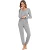 imageWiWi Viscose from Bamboo Womens Pajama Set Soft Long Sleeve Pajamas Sets SXXLCheather Grey