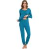 imageWiWi Viscose from Bamboo Womens Pajama Set Soft Long Sleeve Pajamas Sets SXXLCteal Blue