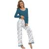 imageWiWi Womens Pajama Sets Soft Long Sleeves Top with Pants PJ 2 Piece Viscose from Bamboo Loungewear Set SXXLAgreenwhiteGreen Dots